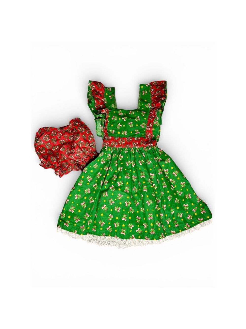 Crème Brûlée Collection Girl's Dress Handmade Candy Canes Ruffles and Ribbon